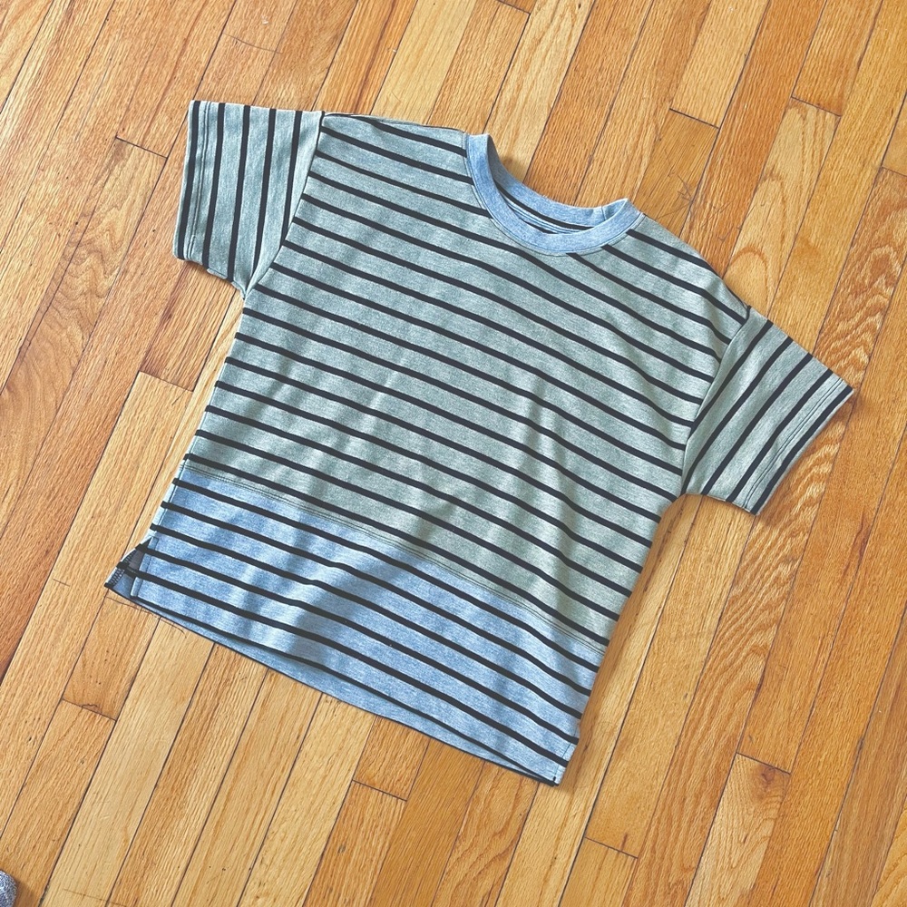 NEW NWT CURRENT/ELLIOTT TOP TEE SHIRT STRIPED GREEN GREY BLACK 0 2 S XS